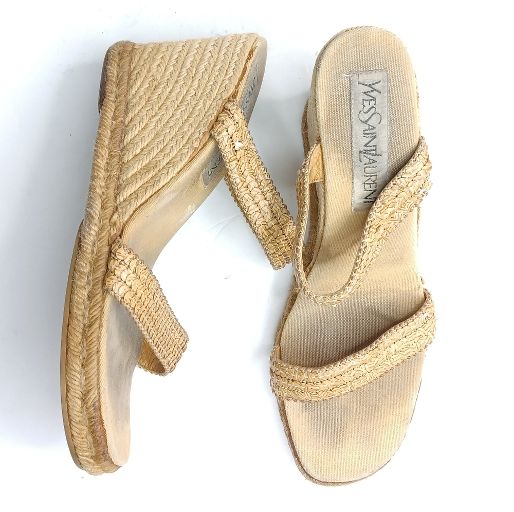 Yves Saint Laurent Tan Espadrille Slip-On Shoes